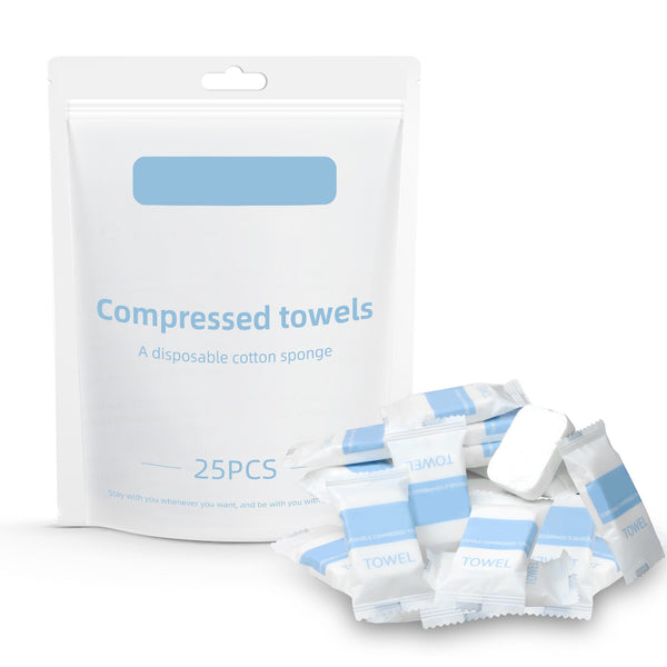 25 Disposable Portable Face Towels, Camping Towel, Portable Compressed Coin Tissue for Travel/Home/Outdoor Activities 11.02" x 11.8"